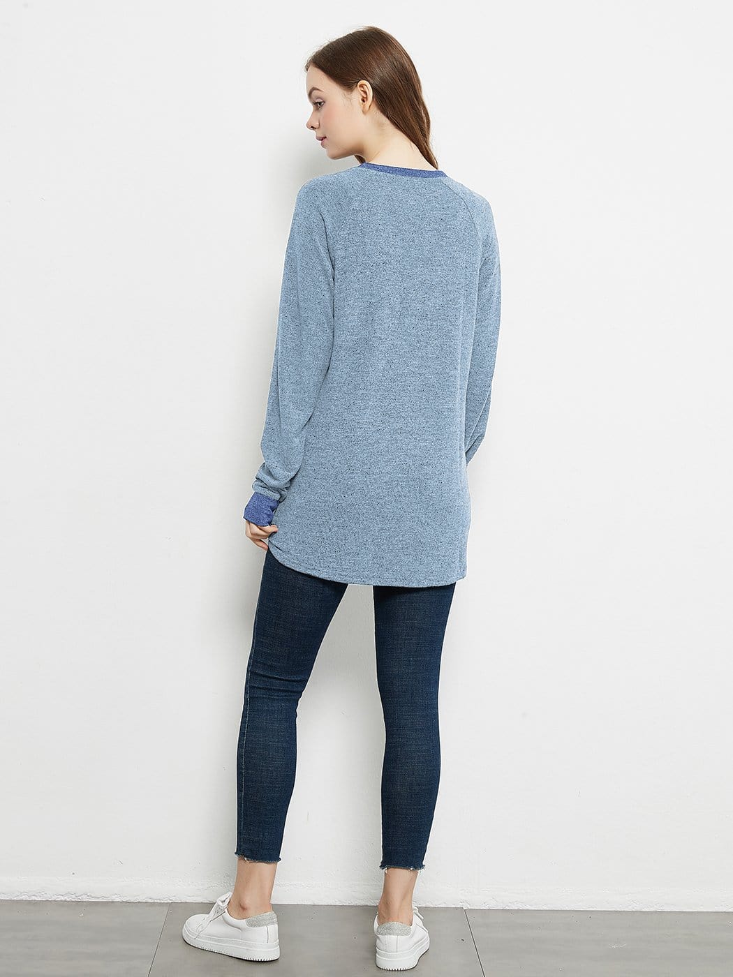Camisetas casuales de manga larga con cuello redondo, blusas, sudaderas, túnicas y bolsillos