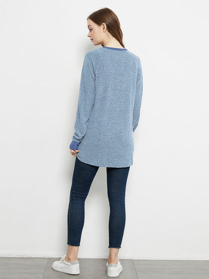 Camisetas casuales de manga larga con cuello redondo, blusas, sudaderas, túnicas y bolsillos