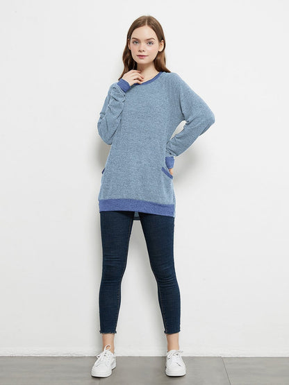 Camisetas casuales de manga larga con cuello redondo, blusas, sudaderas, túnicas y bolsillos
