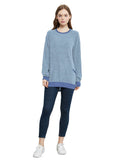 Long Sleeve Round Neck Casual T Shirts Blouses Sweatshirts Tunic Tops with Pocket