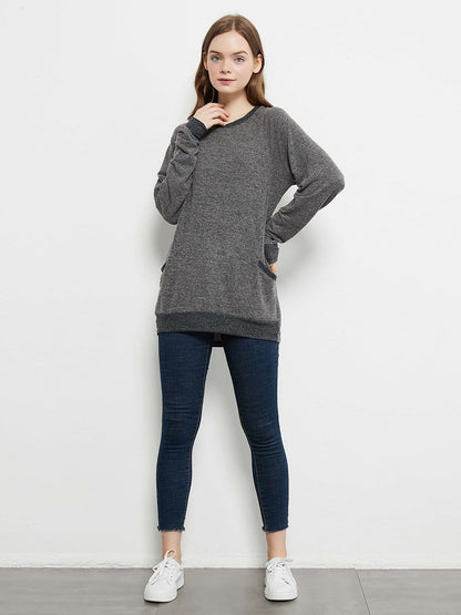 Camisetas casuales de manga larga con cuello redondo, blusas, sudaderas, túnicas y bolsillos