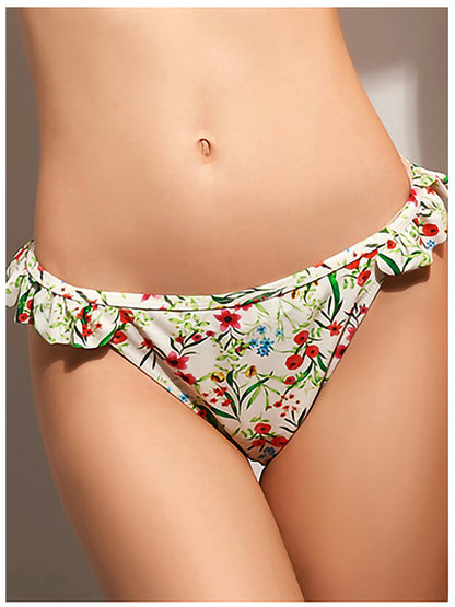 Conjunto de bikini de cintura baja con estampado floral y volantes de dos piezas