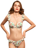 Low Waisted Floral Print Bikini Set Ruffled Two Piece Swimsuits