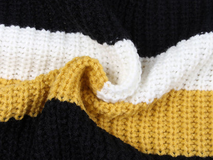 Long Sleeve Color Block Striped Casual Pullover Sweater