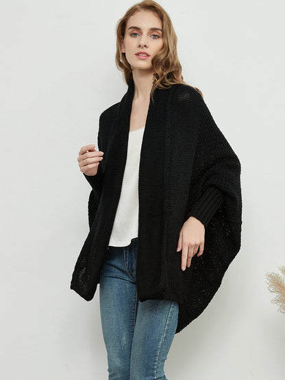 Women Batwing Sleeve Sweater Open Front Kimono Oversized Wrap Cardigan