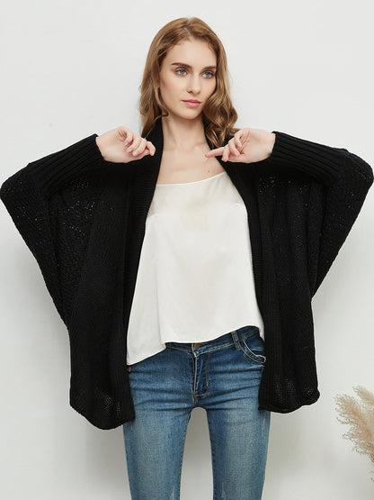 Women Batwing Sleeve Sweater Open Front Kimono Oversized Wrap Cardigan