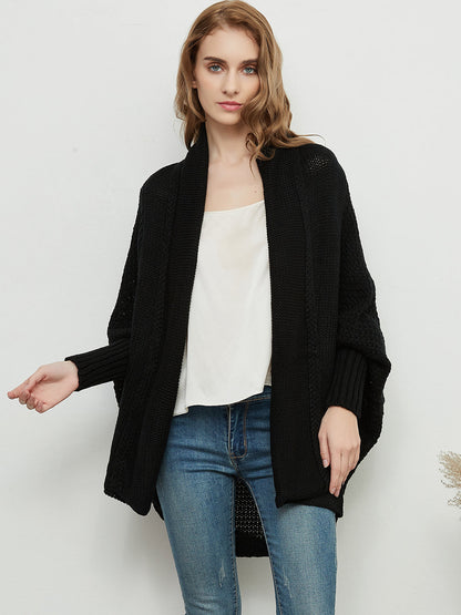 Women Batwing Sleeve Sweater Open Front Kimono Oversized Wrap Cardigan
