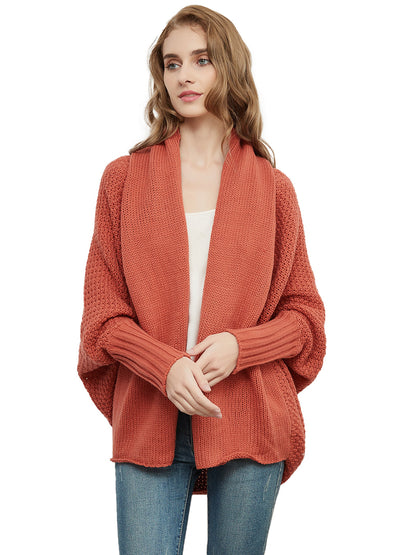 Women Batwing Sleeve Sweater Open Front Kimono Oversized Wrap Cardigan