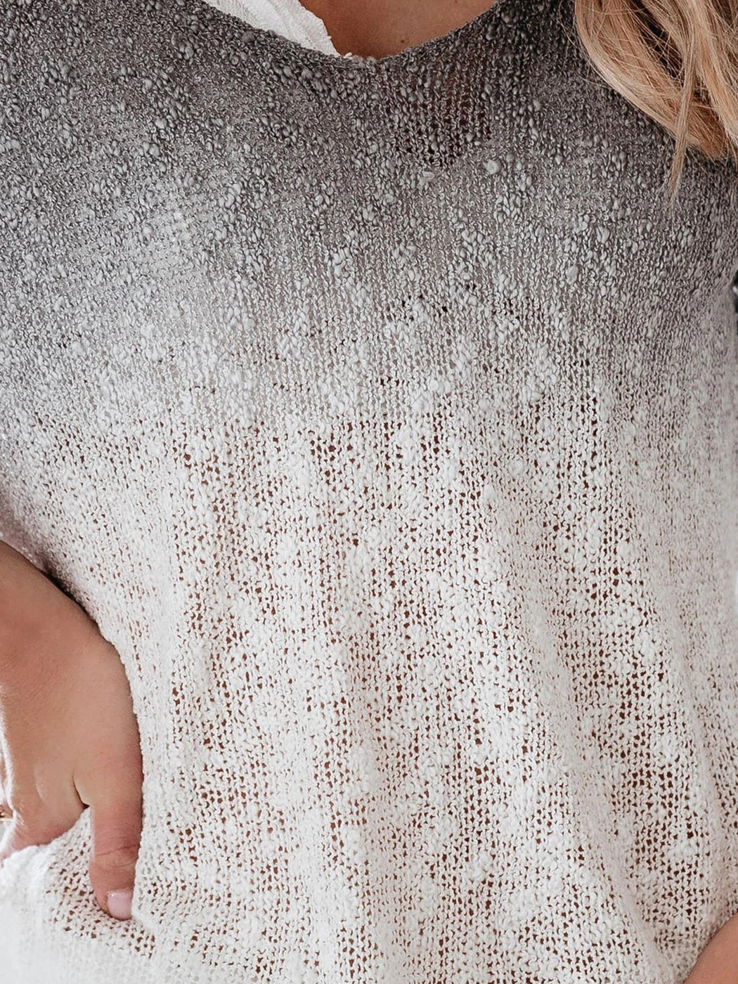 Long Sleeve V-Neck Gradient Sweater Ombre Knit Top