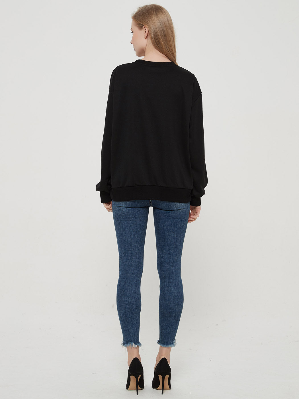Round Neck Skull Motiff Sweatshirt Pullover