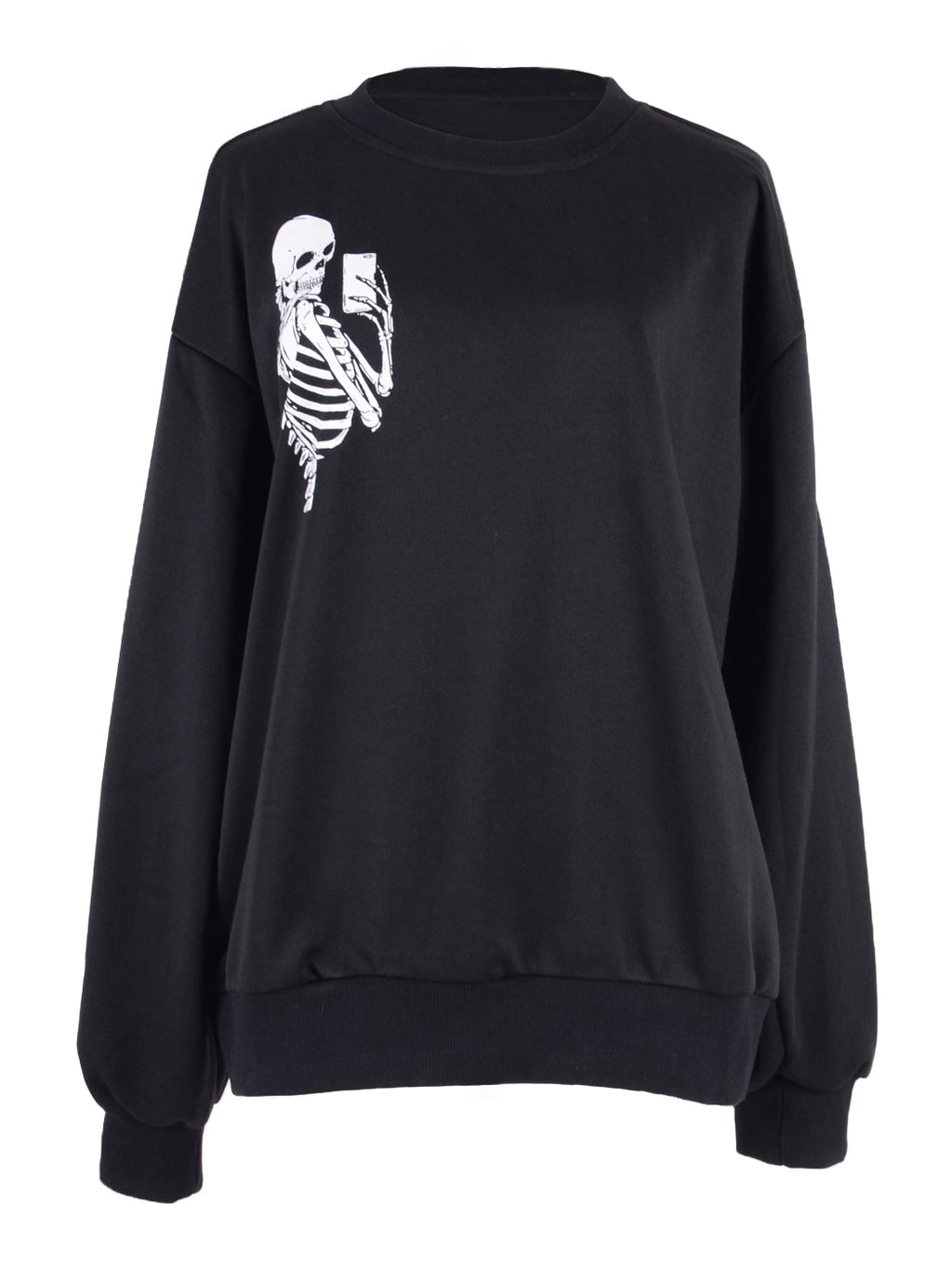 Round Neck Skull Motiff Sweatshirt Pullover