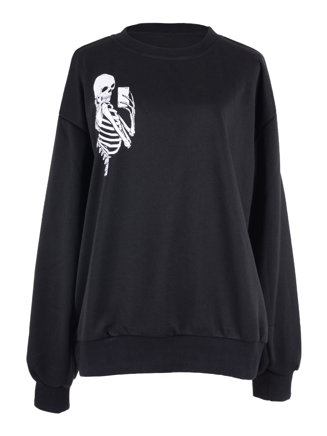 Round Neck Skull Motiff Sweatshirt Pullover