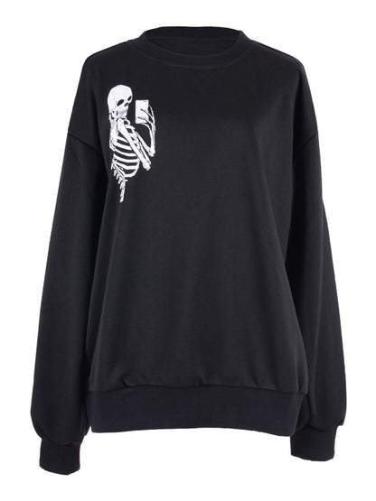 Sudadera con cuello redondo y motivo de calavera