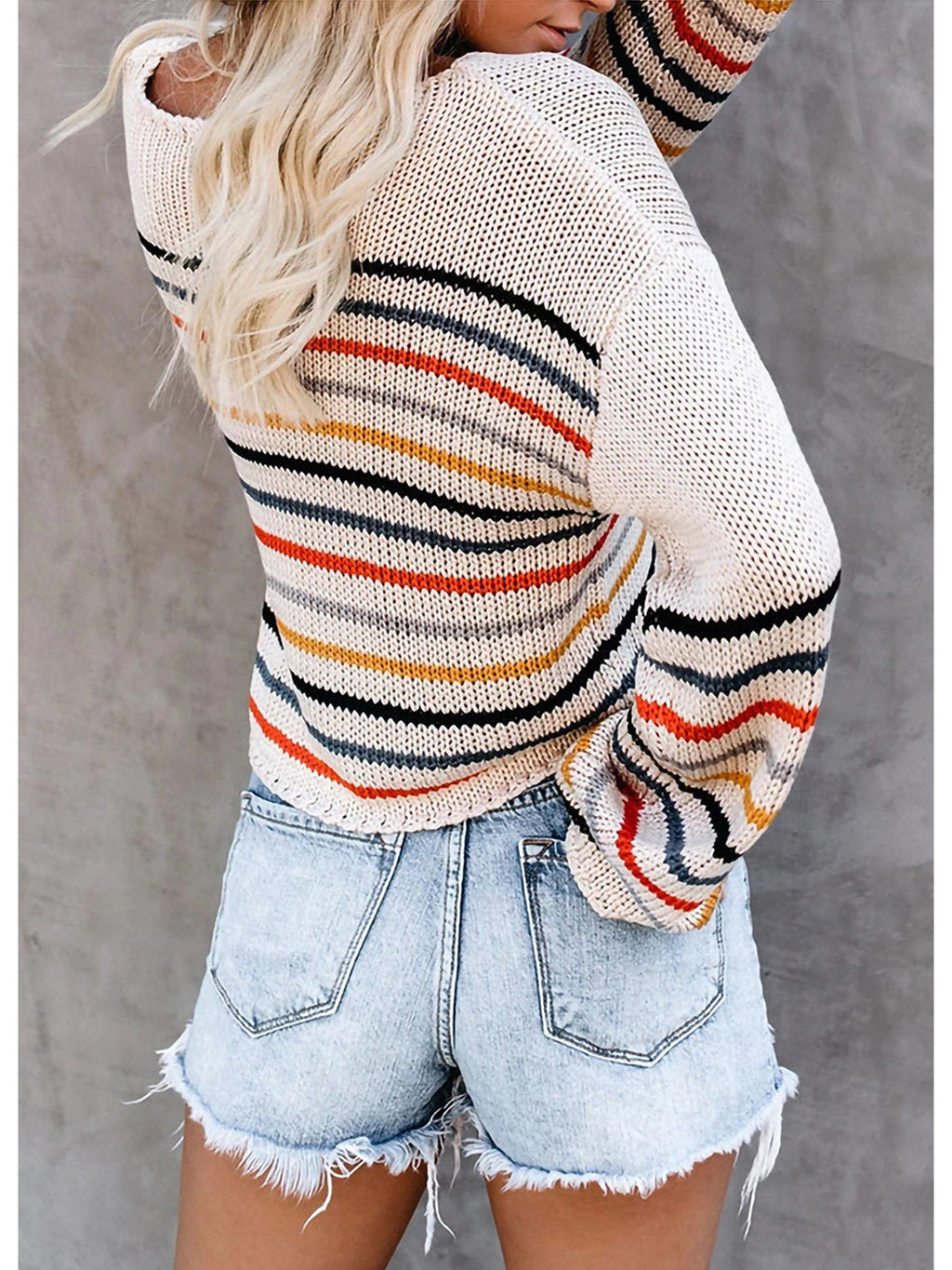 Loose Long Sleeve Stripe Autumn Pullover Sweater