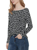 Blusa informal de manga larga con cuello redondo y estampado de leopardo de Anna-Kaci