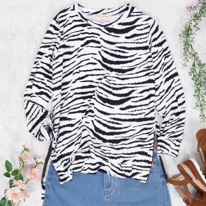 Sudadera tipo túnica con cuello redondo y mangas largas con estampado de camuflaje para mujer de Anna-Kaci