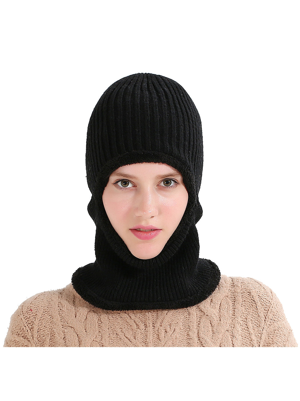Gorro de punto de invierno con pasamontañas para ciclismo unisex