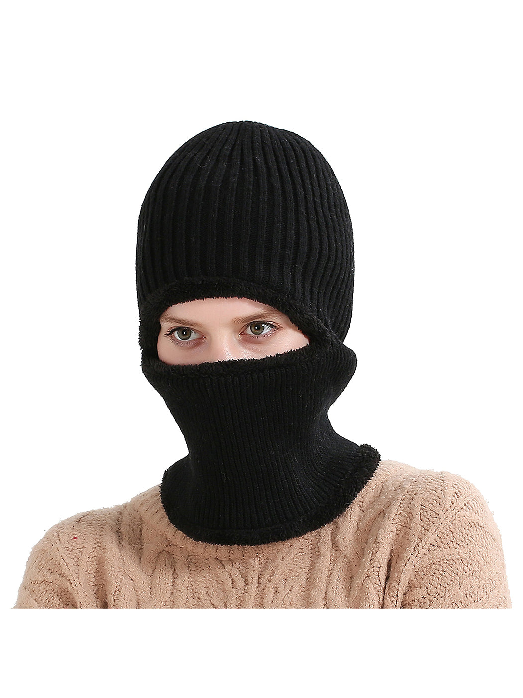 Gorro de punto de invierno con pasamontañas para ciclismo unisex