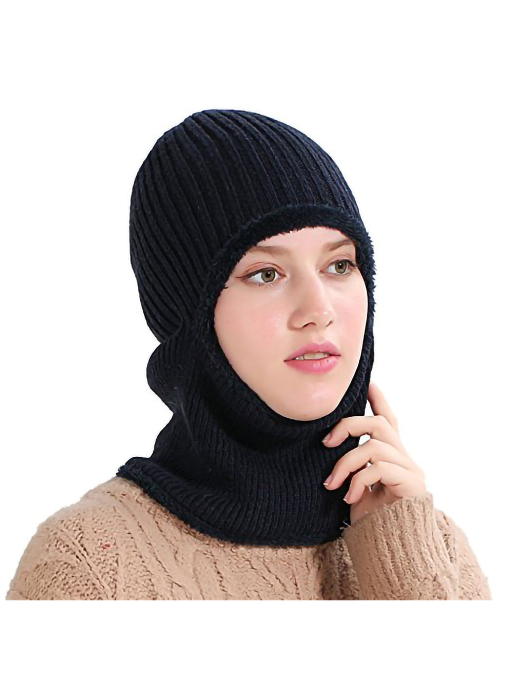 Gorro de punto de invierno con pasamontañas para ciclismo unisex