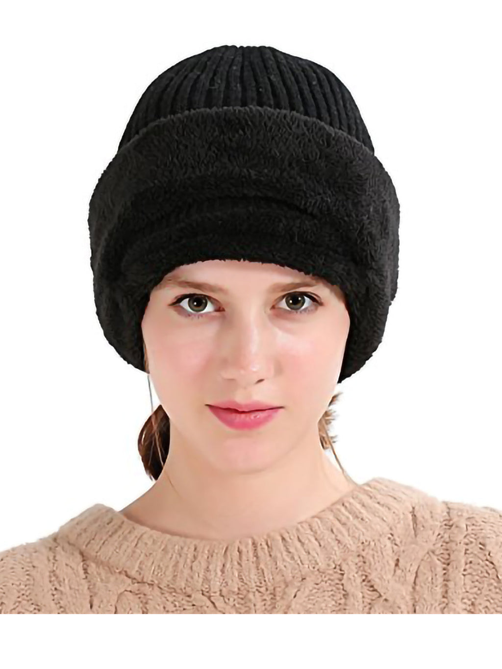 Gorro de punto de invierno con pasamontañas para ciclismo unisex