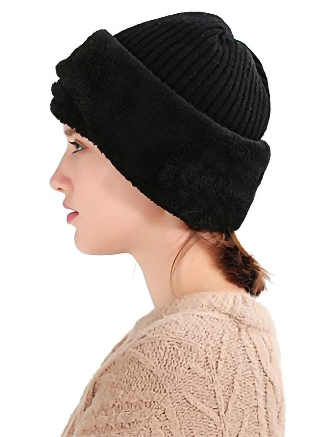 Gorro de punto de invierno con pasamontañas para ciclismo unisex