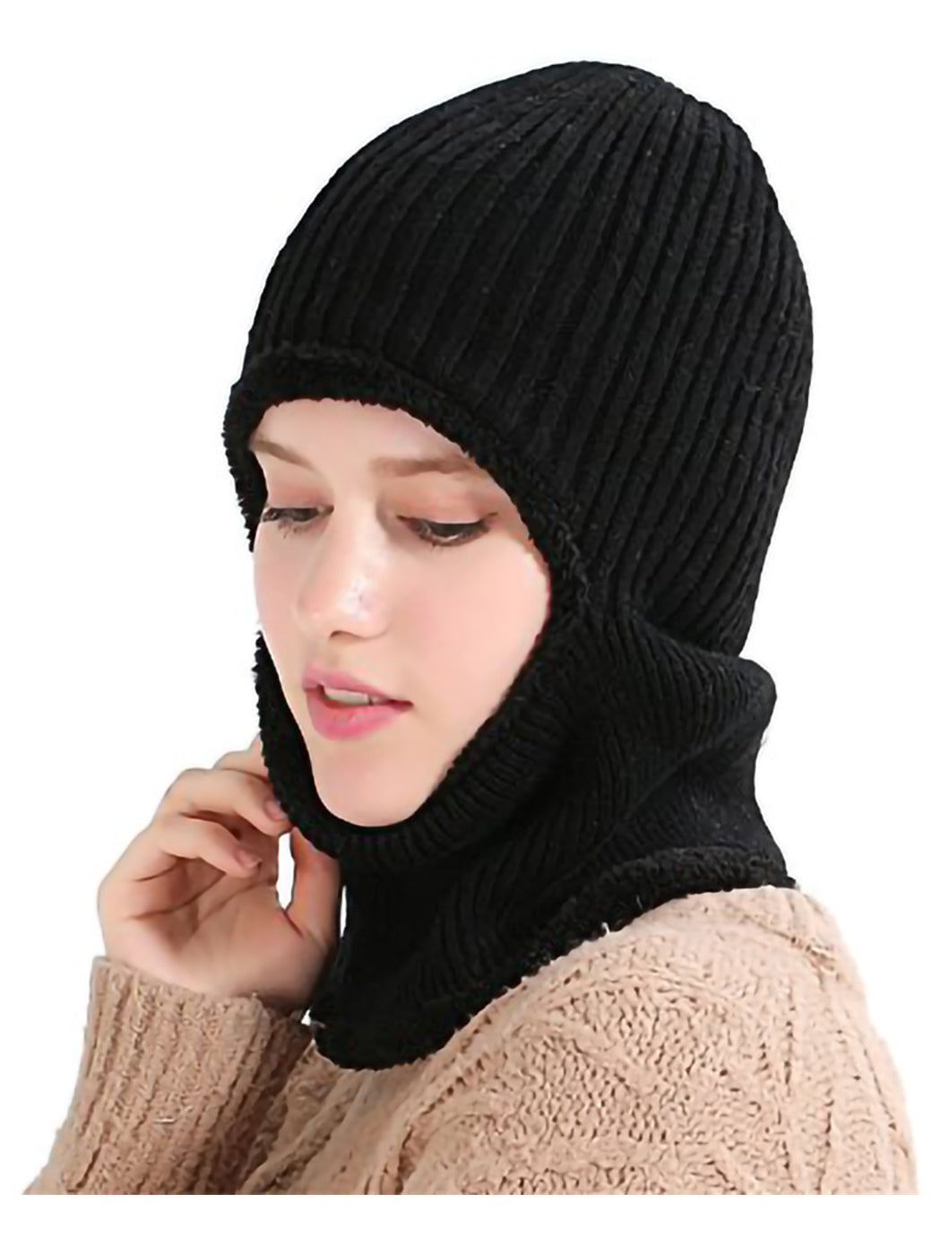 Gorro de punto de invierno con pasamontañas para ciclismo unisex