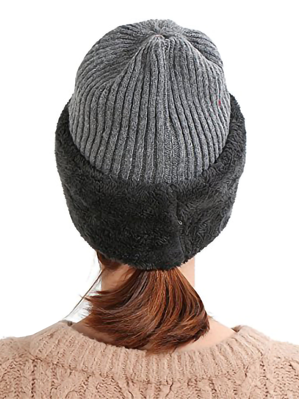 Gorro de punto de invierno con pasamontañas para ciclismo unisex