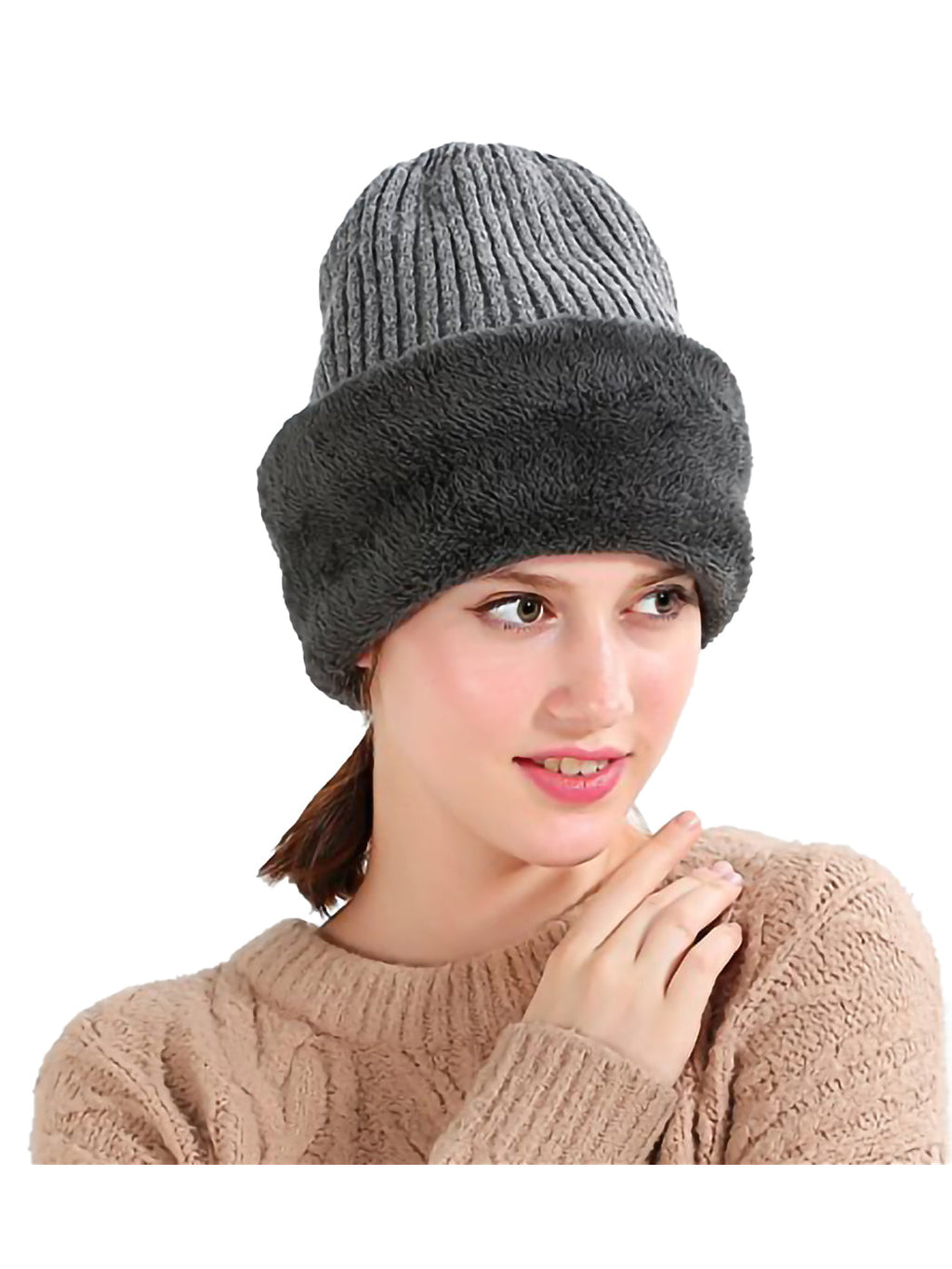 Gorro de punto de invierno con pasamontañas para ciclismo unisex