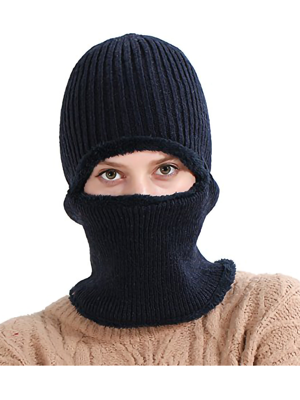 Gorro de punto de invierno con pasamontañas para ciclismo unisex