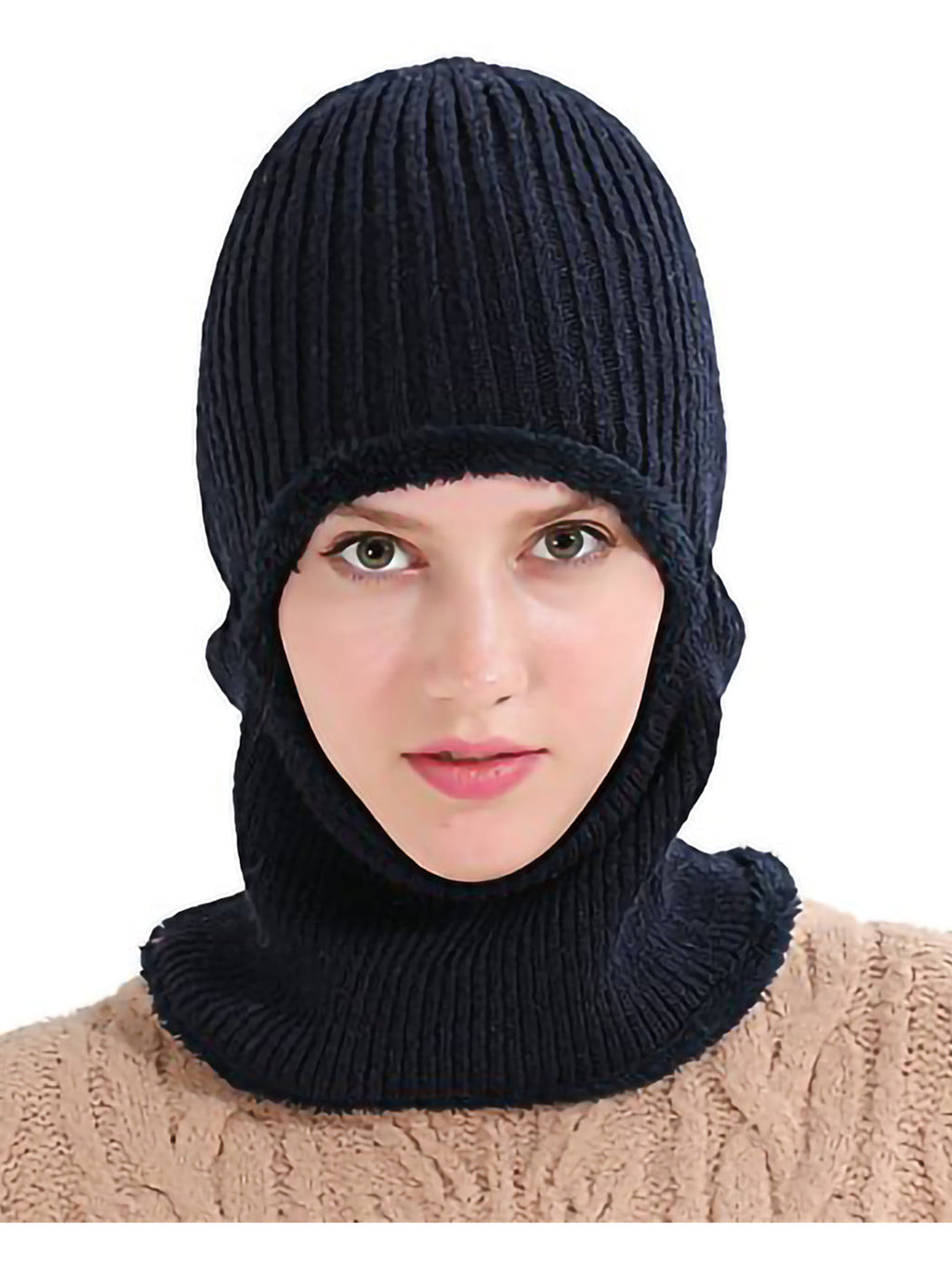 Gorro de punto de invierno con pasamontañas para ciclismo unisex