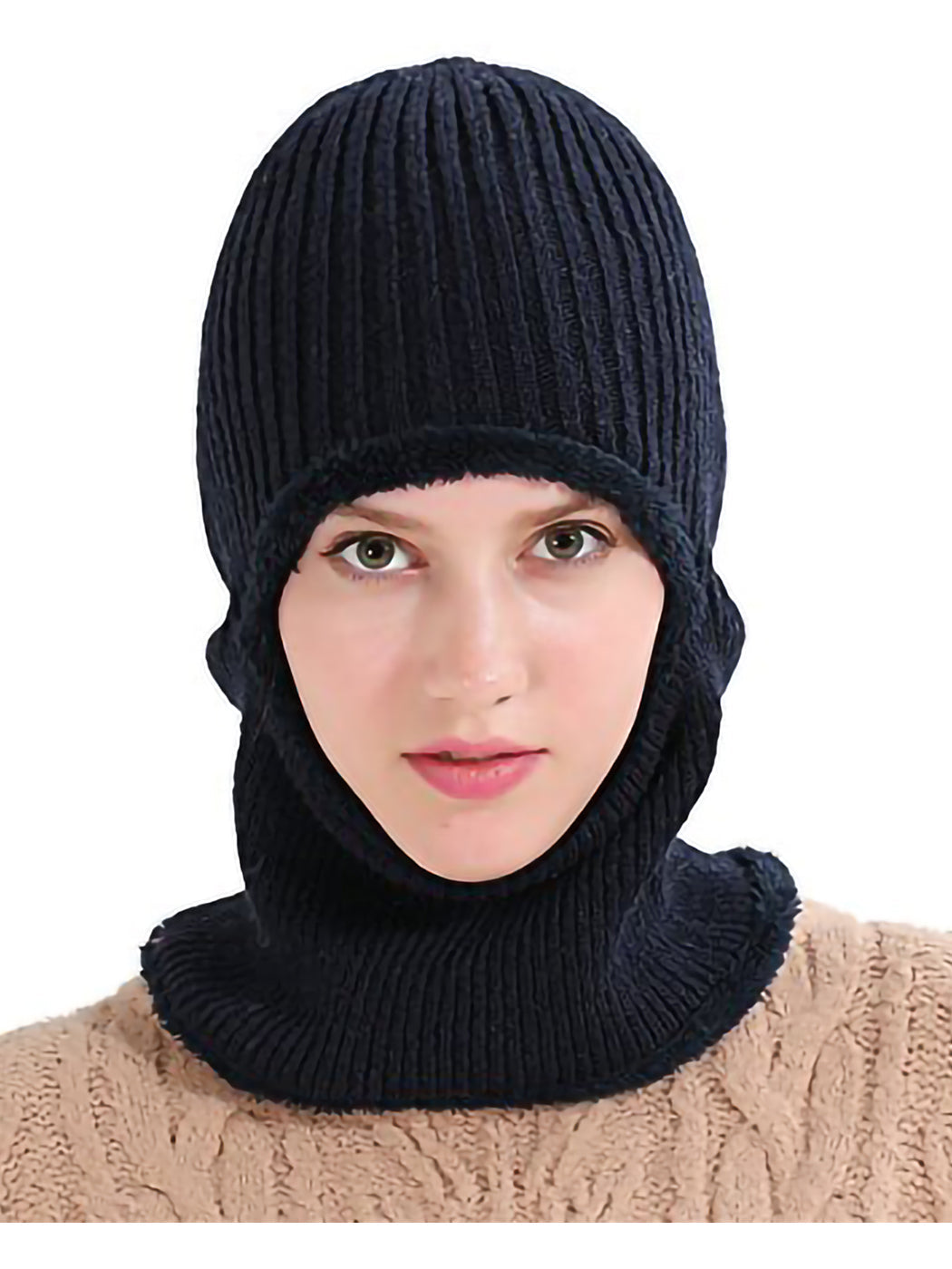 Gorro de punto de invierno con pasamontañas para ciclismo unisex