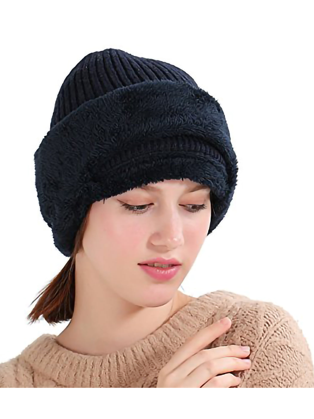 Gorro de punto de invierno con pasamontañas para ciclismo unisex
