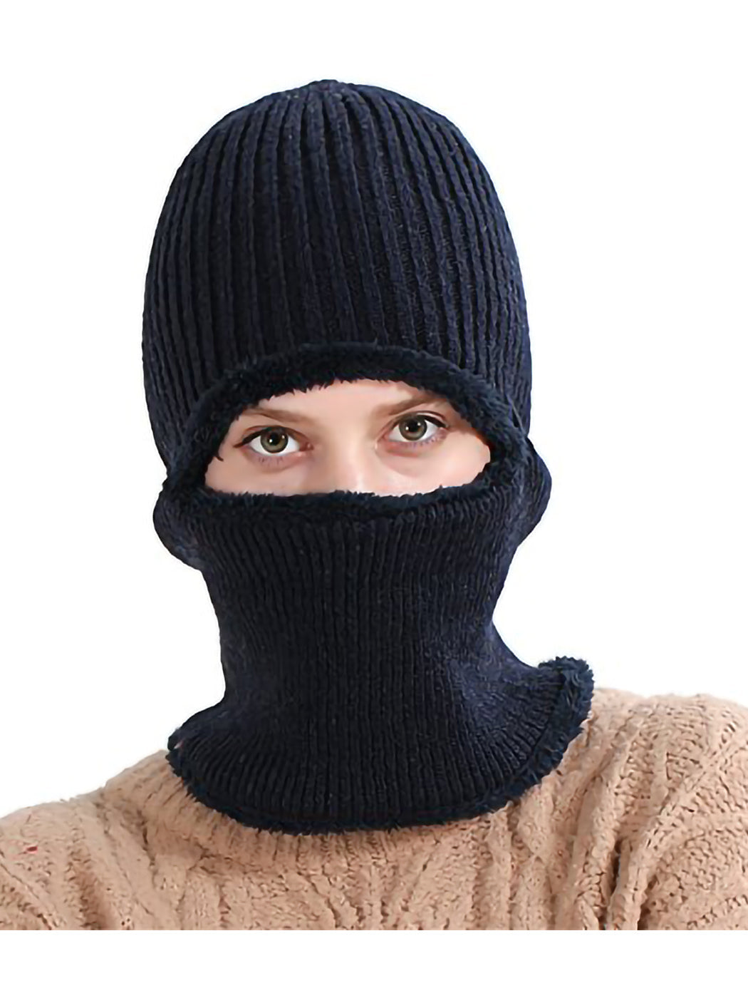 Gorro de punto de invierno con pasamontañas para ciclismo unisex