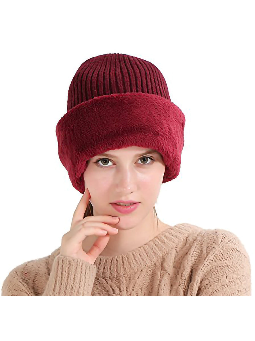Gorro de punto de invierno con pasamontañas para ciclismo unisex