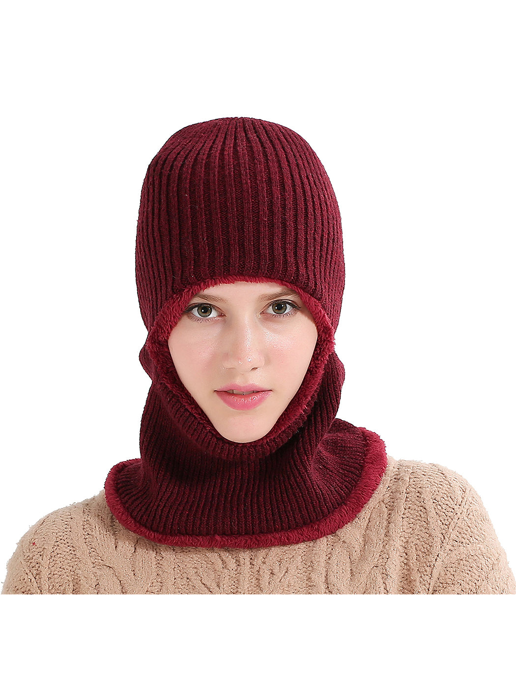 Gorro de punto de invierno con pasamontañas para ciclismo unisex