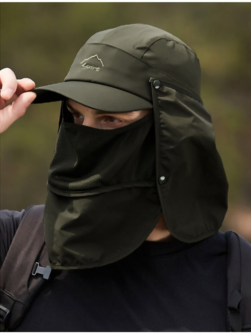Anna-Kaci Outdoor Sun Protection Visor Cap Fishing Hat Baseball Cap with Neck Face Mask Flap Cover