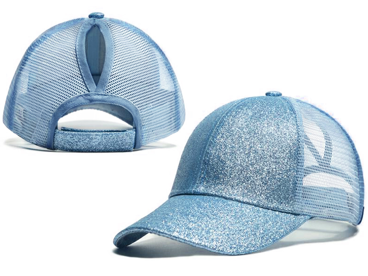 Gorra de béisbol para mujer Anna-Kaci, gorra con cola de caballo con purpurina, gorra de moño alto desordenado, gorra de camionero para papá
