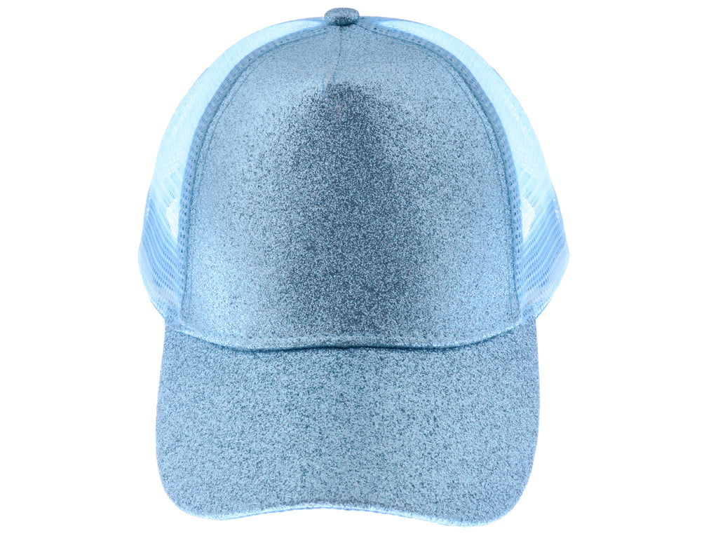 Gorra de béisbol para mujer Anna-Kaci, gorra con cola de caballo con purpurina, gorra de moño alto desordenado, gorra de camionero para papá