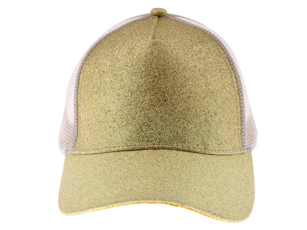 Gorra de béisbol para mujer Anna-Kaci, gorra con cola de caballo con purpurina, gorra de moño alto desordenado, gorra de camionero para papá