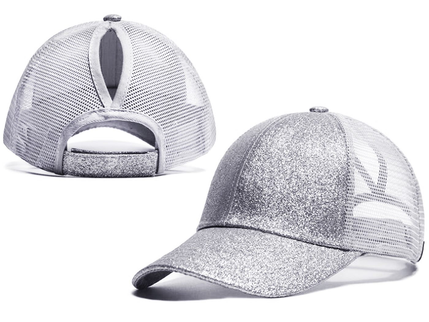 Gorra de béisbol para mujer Anna-Kaci, gorra con cola de caballo con purpurina, gorra de moño alto desordenado, gorra de camionero para papá