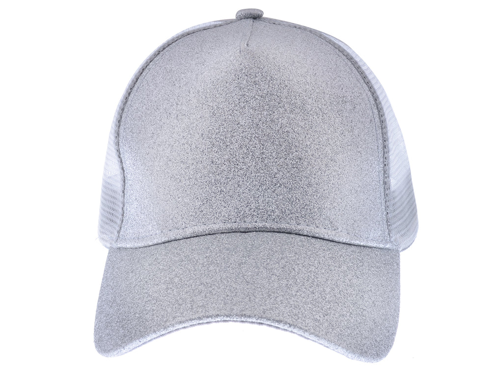 Gorra de béisbol para mujer Anna-Kaci, gorra con cola de caballo con purpurina, gorra de moño alto desordenado, gorra de camionero para papá