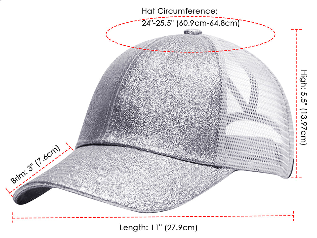 Gorra de béisbol para mujer Anna-Kaci, gorra con cola de caballo con purpurina, gorra de moño alto desordenado, gorra de camionero para papá
