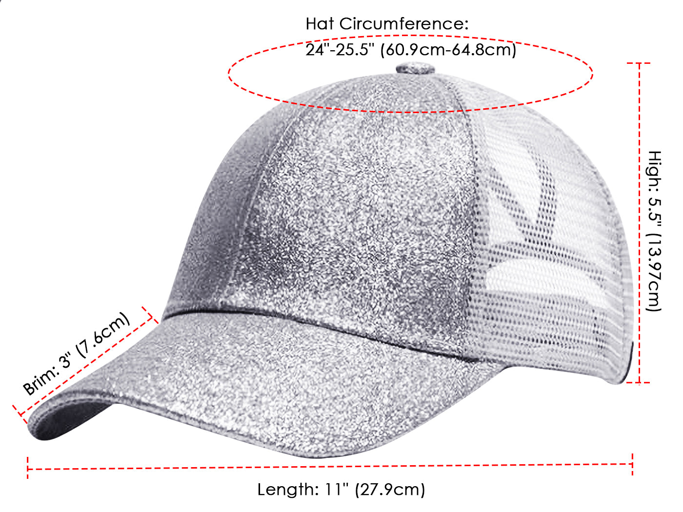 Gorra de béisbol para mujer Anna-Kaci, gorra con cola de caballo con purpurina, gorra de moño alto desordenado, gorra de camionero para papá
