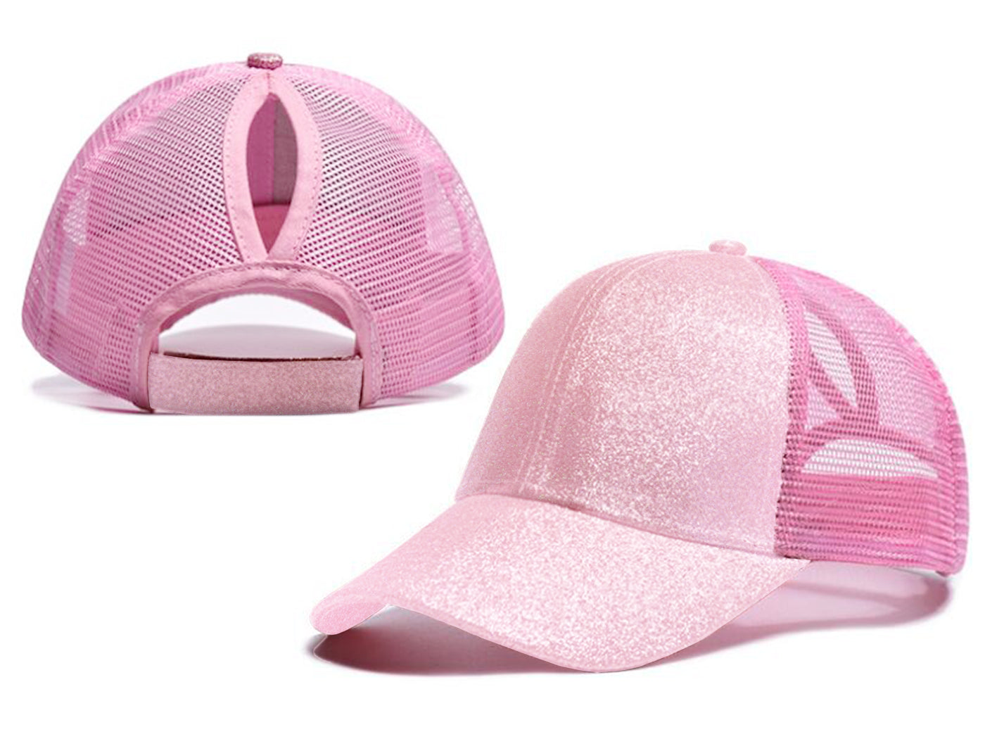 Gorra de béisbol para mujer Anna-Kaci, gorra con cola de caballo con purpurina, gorra de moño alto desordenado, gorra de camionero para papá