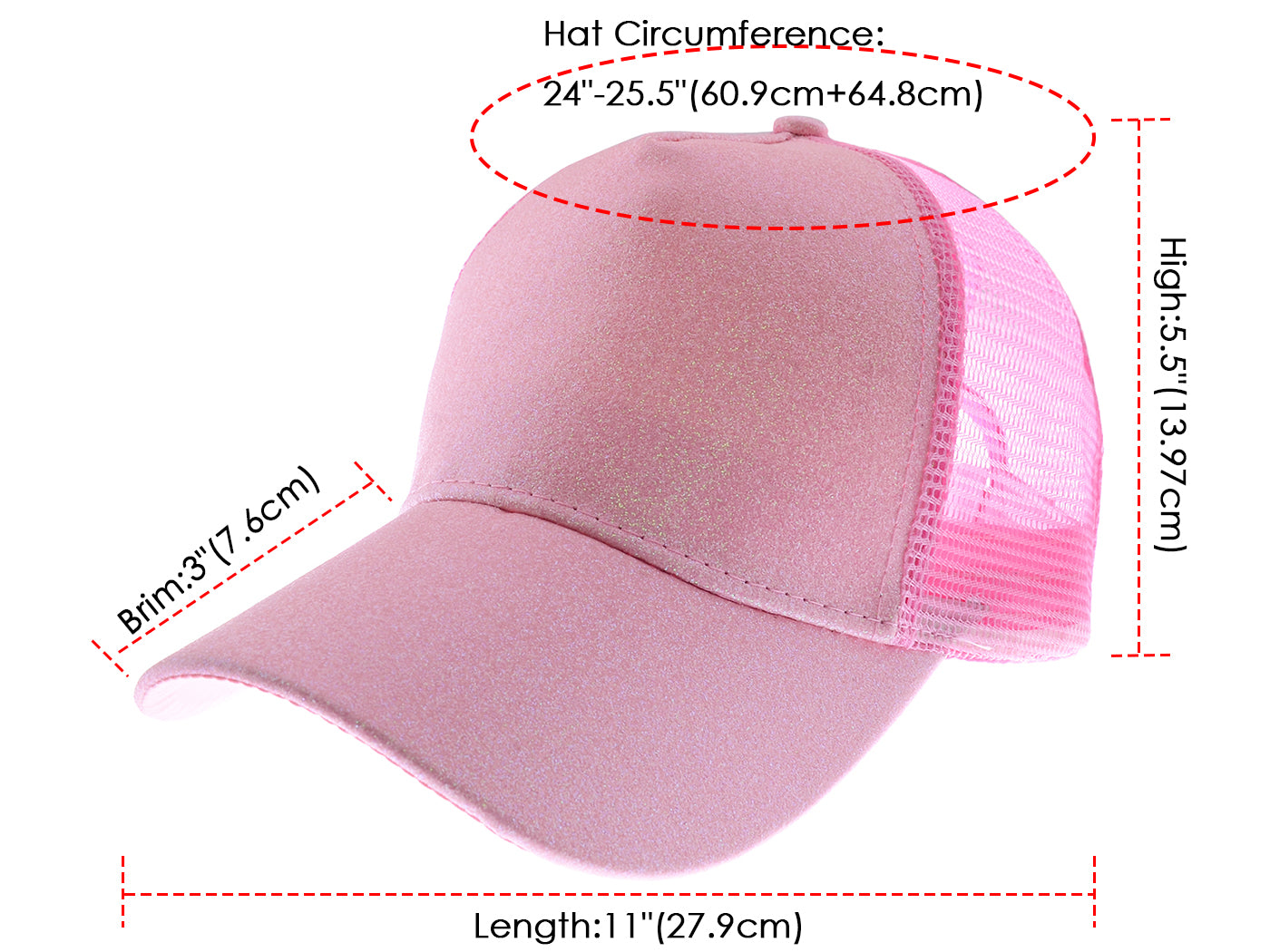 Gorra de béisbol para mujer Anna-Kaci, gorra con cola de caballo con purpurina, gorra de moño alto desordenado, gorra de camionero para papá