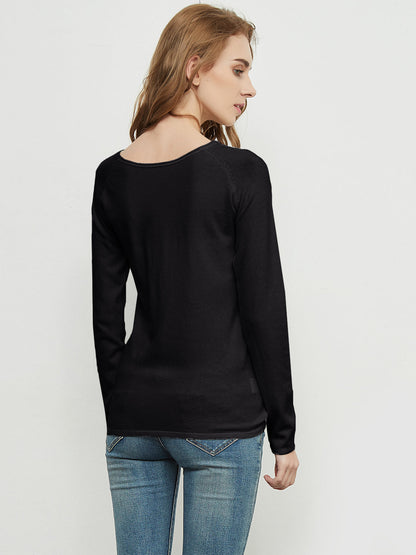 Lightweight Fitted Crewneck Knit Sweater Pullover