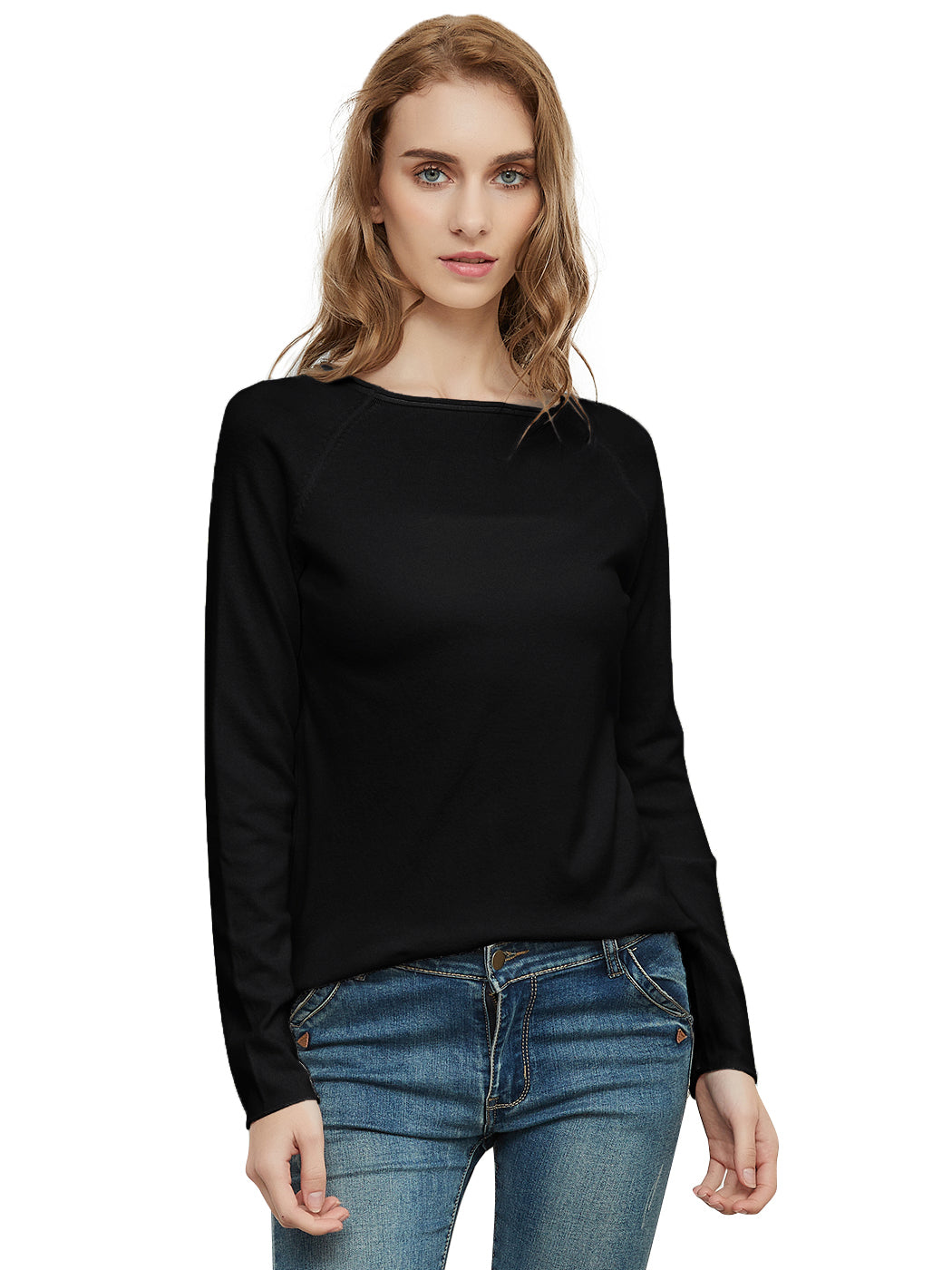 Lightweight Fitted Crewneck Knit Sweater Pullover