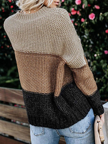 Casual Winter Fall Long Sleeve Drop Shoulder Sweater Pullover