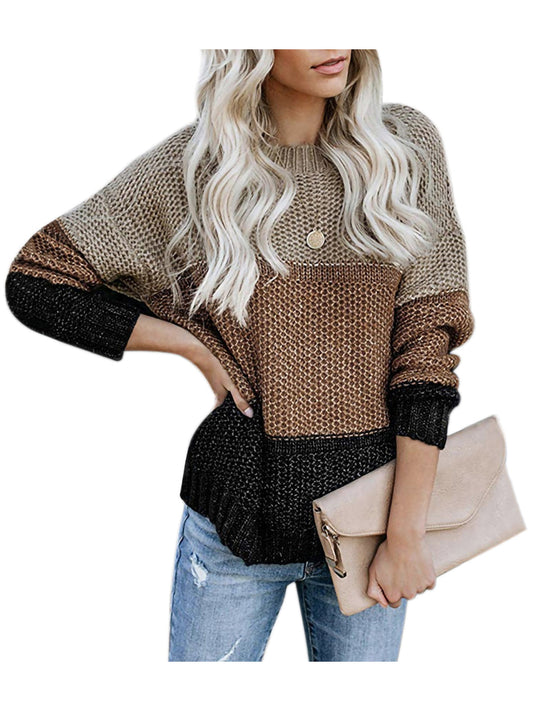 Casual Winter Fall Long Sleeve Drop Shoulder Sweater Pullover