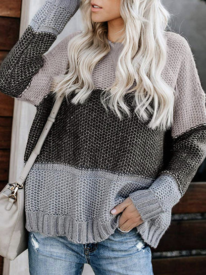 Casual Winter Fall Long Sleeve Drop Shoulder Sweater Pullover